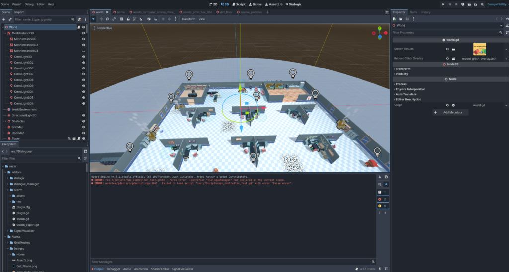 Screenshot of the Godot development screen